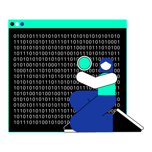 binary and magnifying glass - spotting errors in data