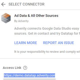 Provide Google Data Studio with access to Adverity's data integration service